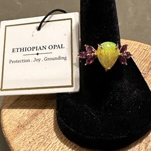 Gold Plated Opal and Purple Ring